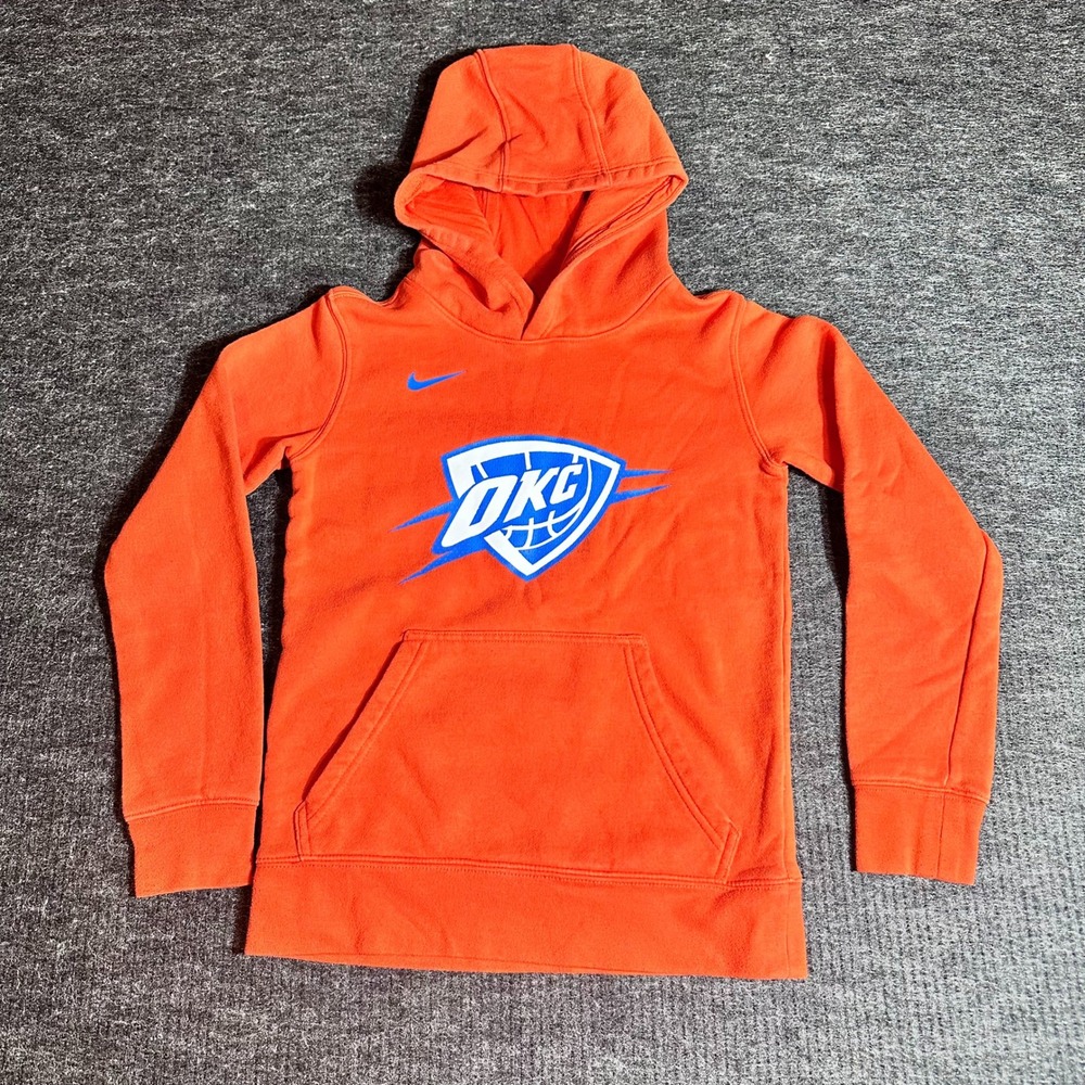 Nike Oklahoma City Thunder Kids Hoodie Orange OKC Basketball Sweatshirt Small 8